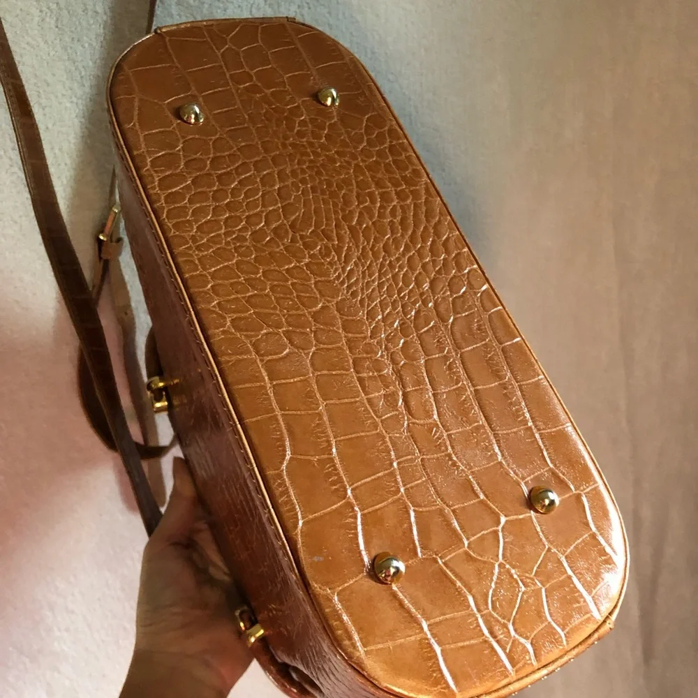 Vintage Bally crossbody bag croc print leather cognac tan - Picture 2 of 5